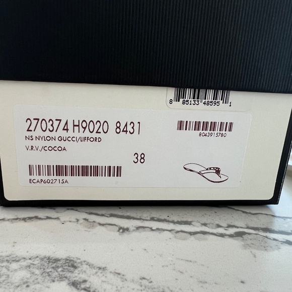 Gucci  Women’s Lifford Flip-flop- leather/nylon Web Slides Sz 38 - Picture 11 of 12